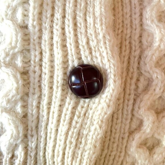 Vintage Carraig Donn Kids Sweater Sz Large Cream Wool Irish Cable Knit Cardigan - Picture 4 of 6